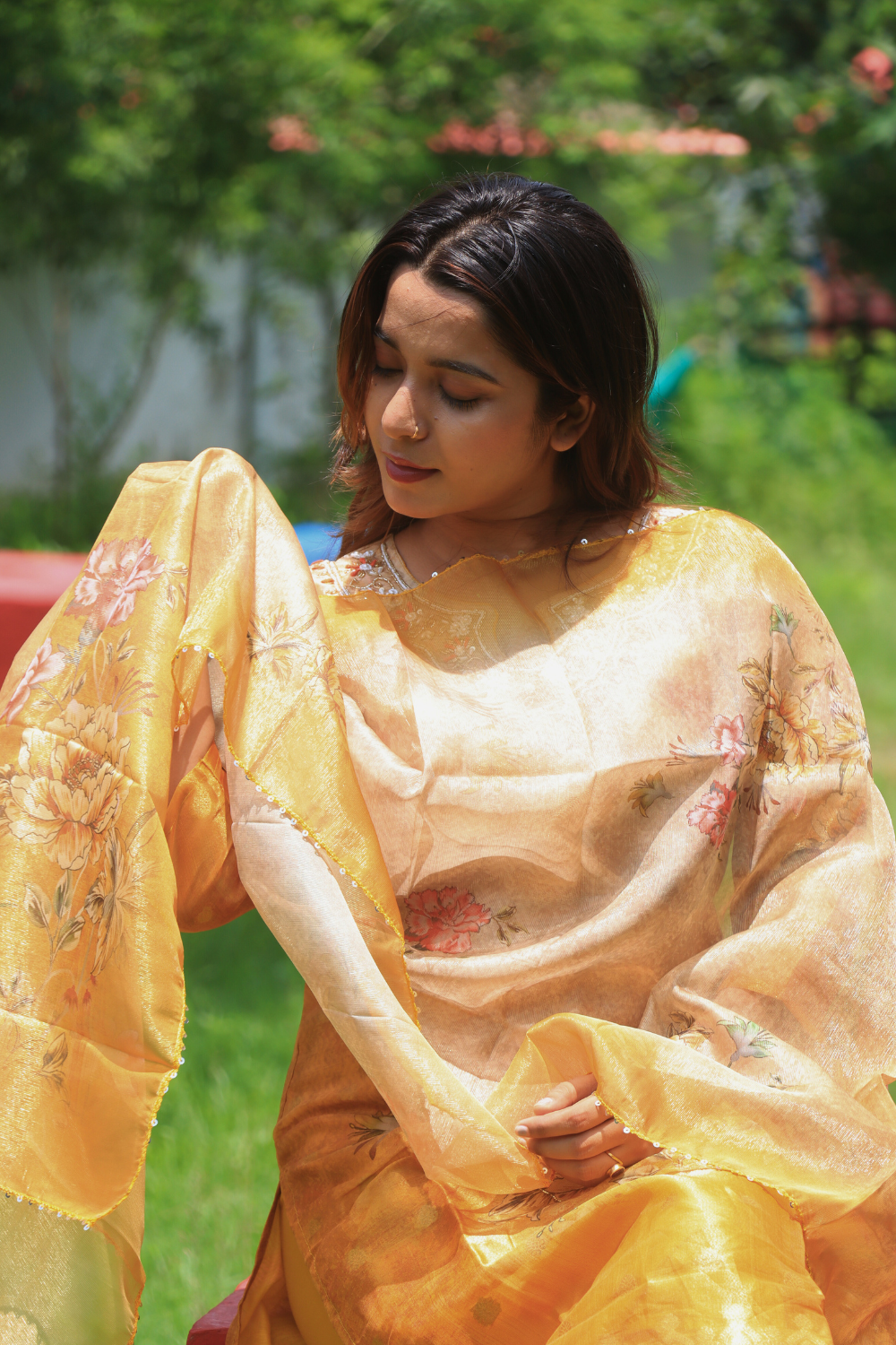 Tissue Silk Kurti Set