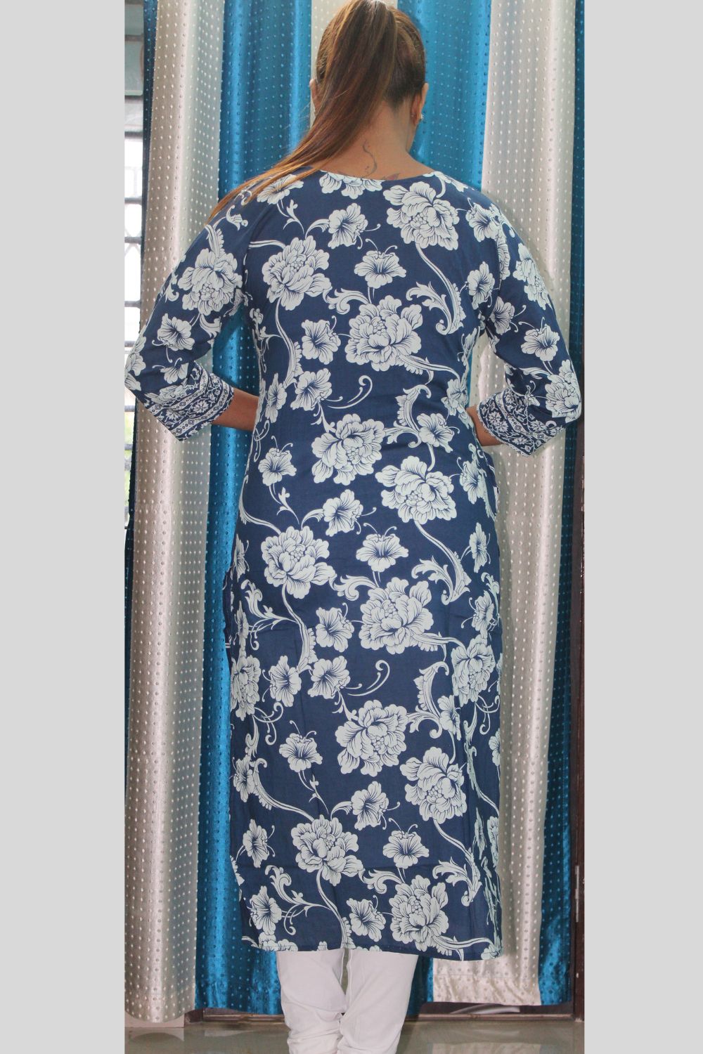 Blue Printed Cotton Kurti