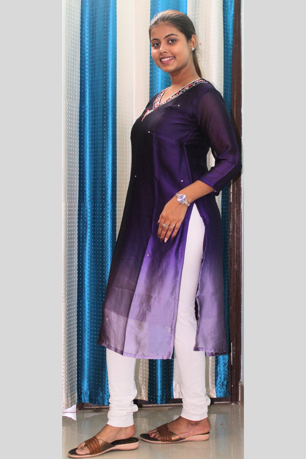 Dual Shade Blue Kurti