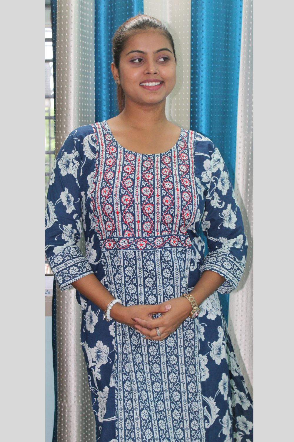 Blue Printed Cotton Kurti