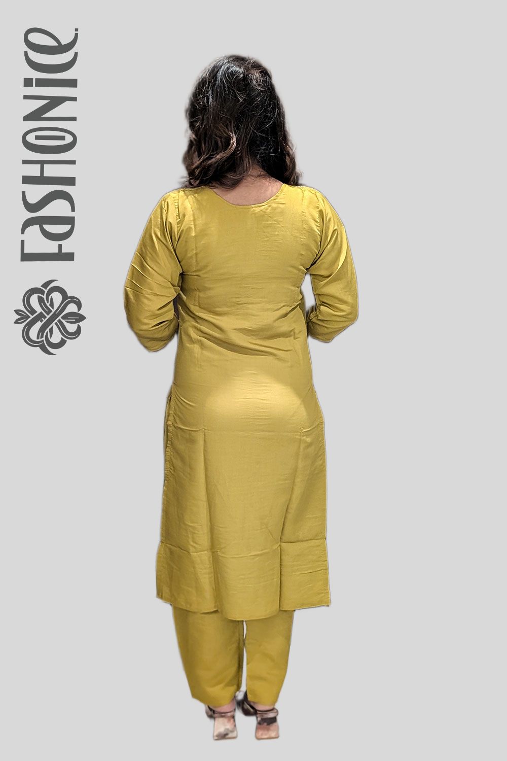 Golden Yellow Silk Kurti Set