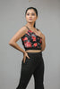 Black Floral Chain Strap Crop Top