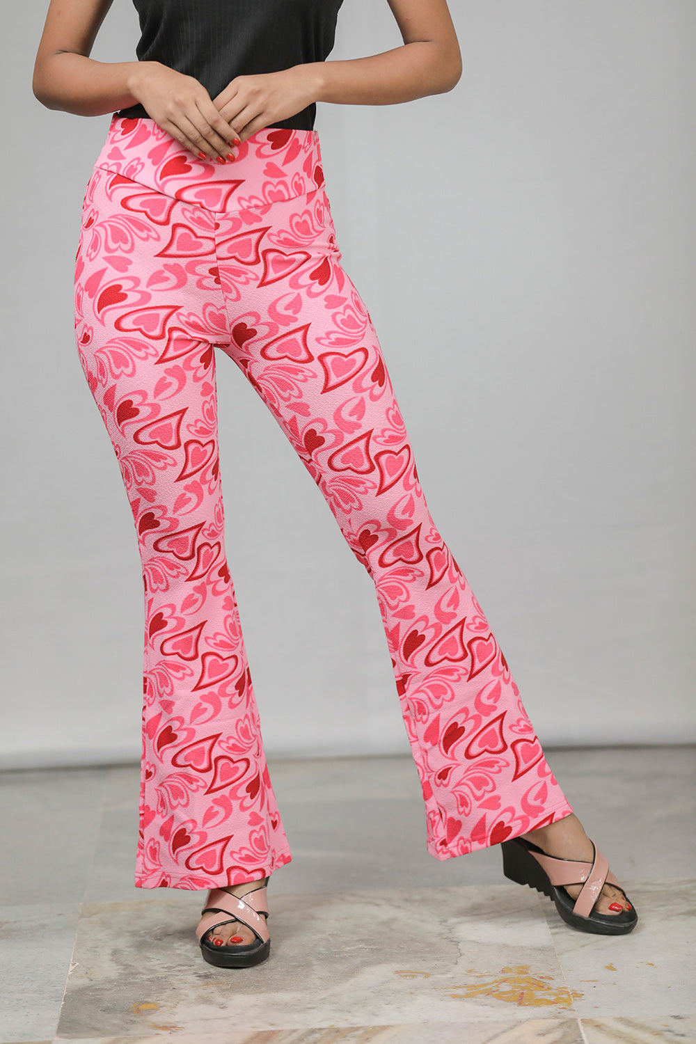 Pink Heart Print Trousers
