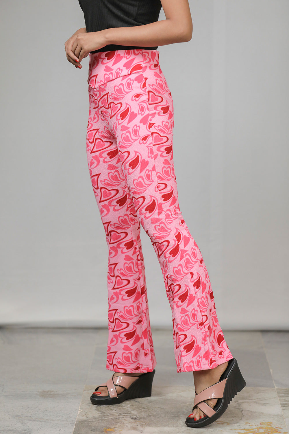 Pink Heart Print Trousers