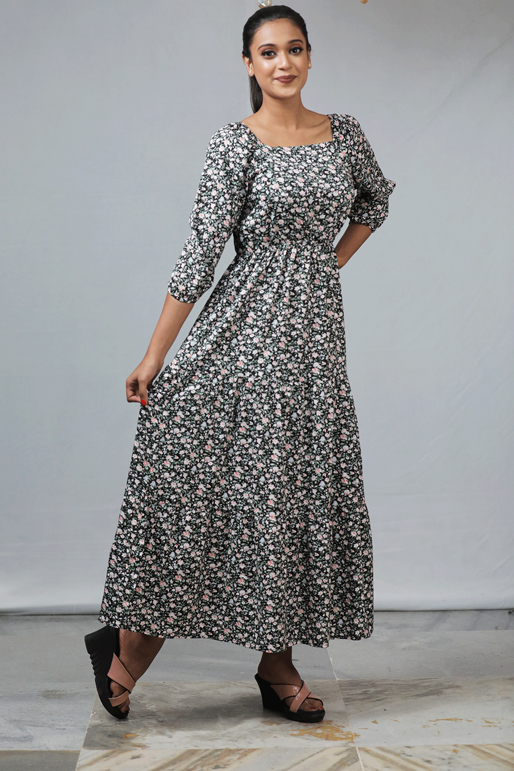 Black Floral Maxi Dress
