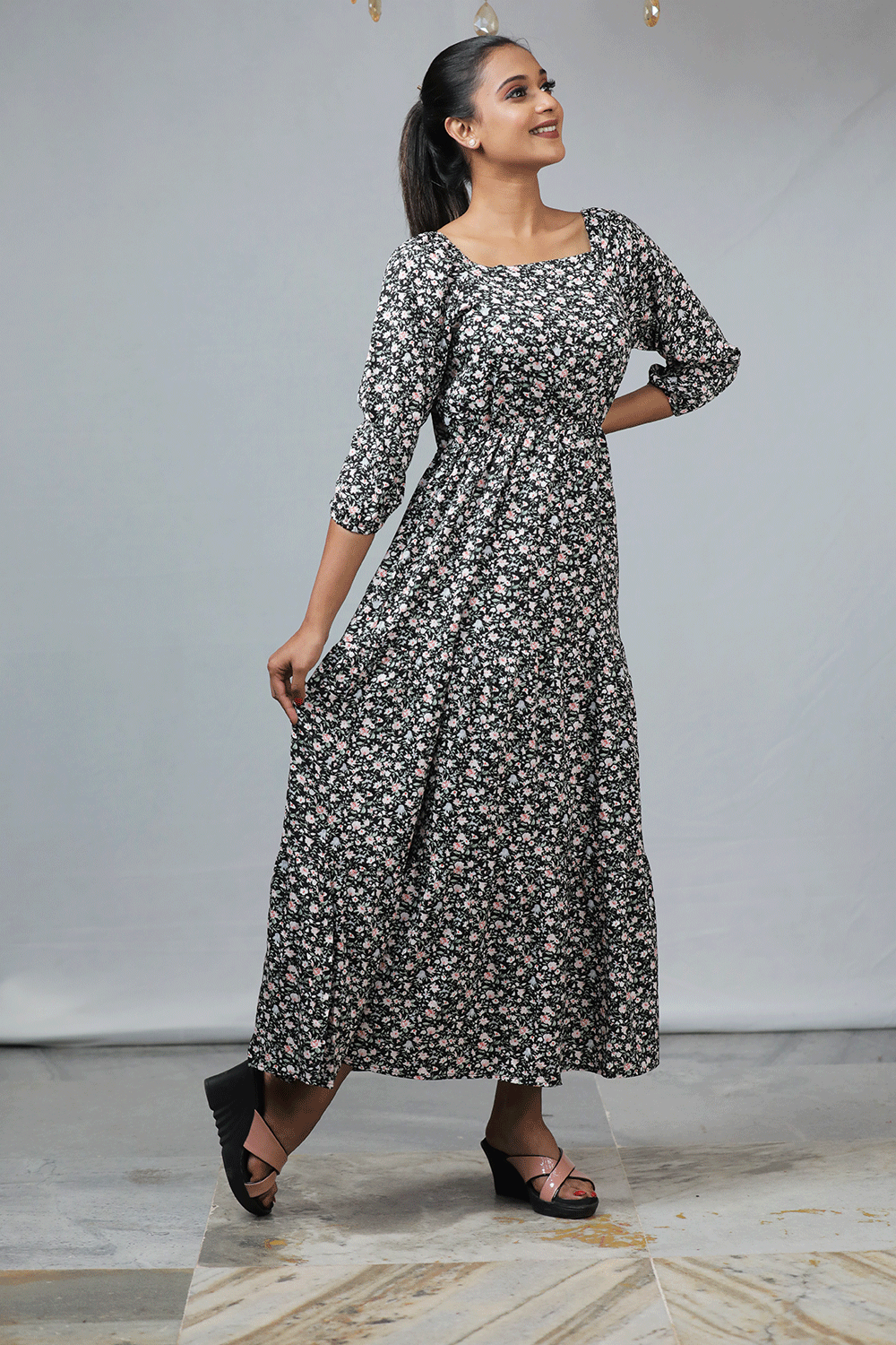 Black Floral Maxi Dress
