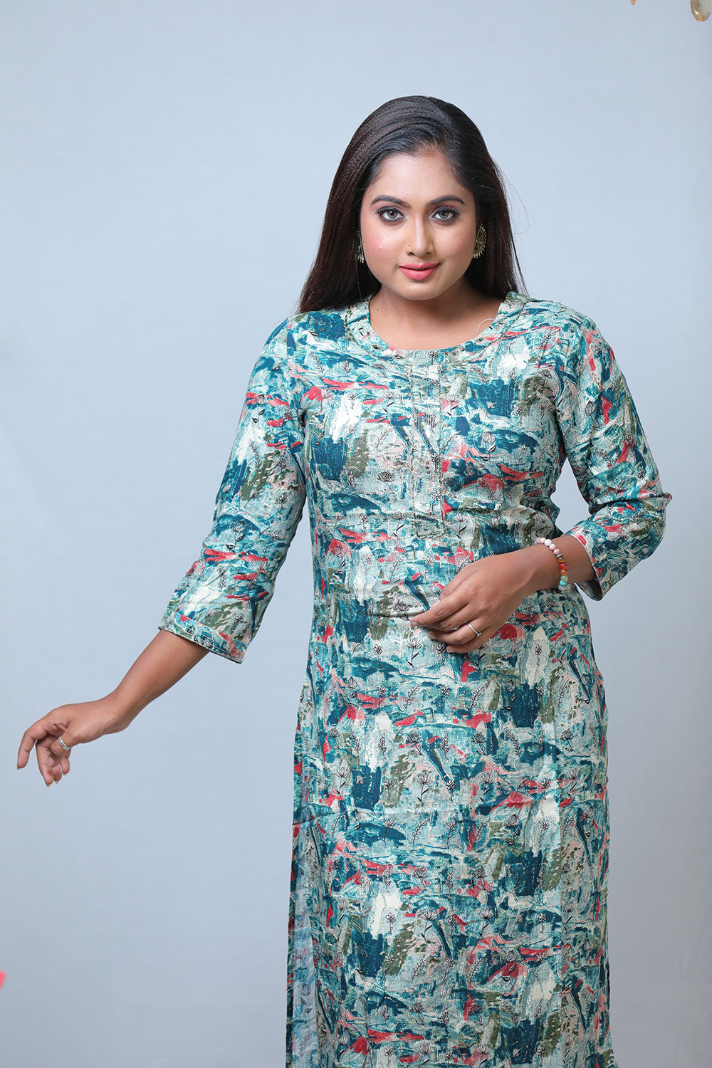 Foil Print Straight Kurta