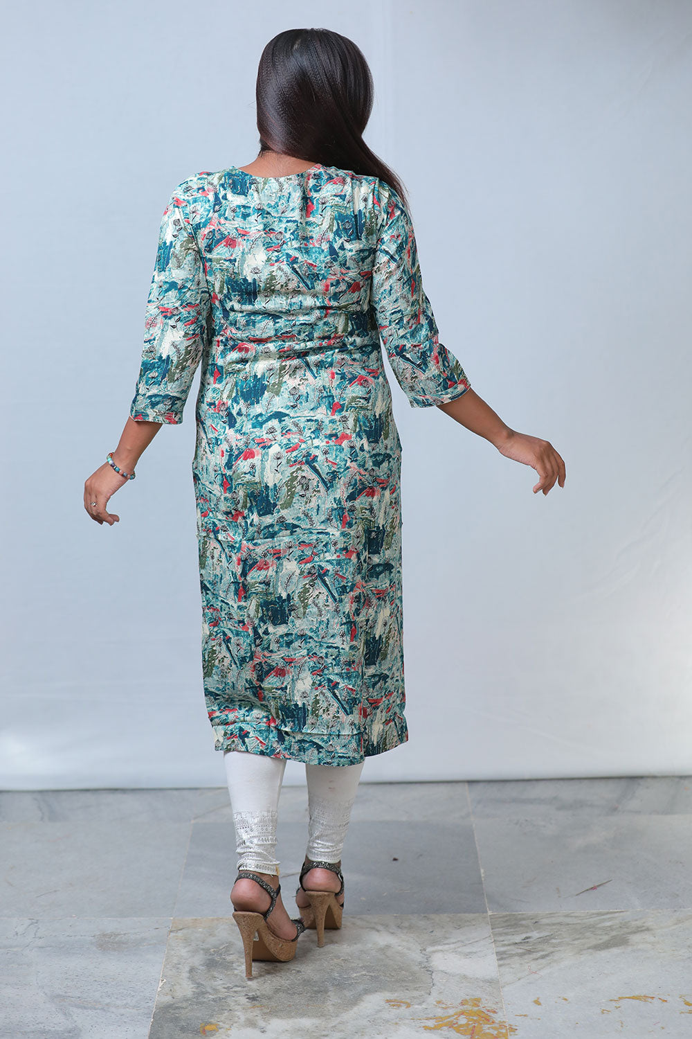 Foil Print Straight Kurta