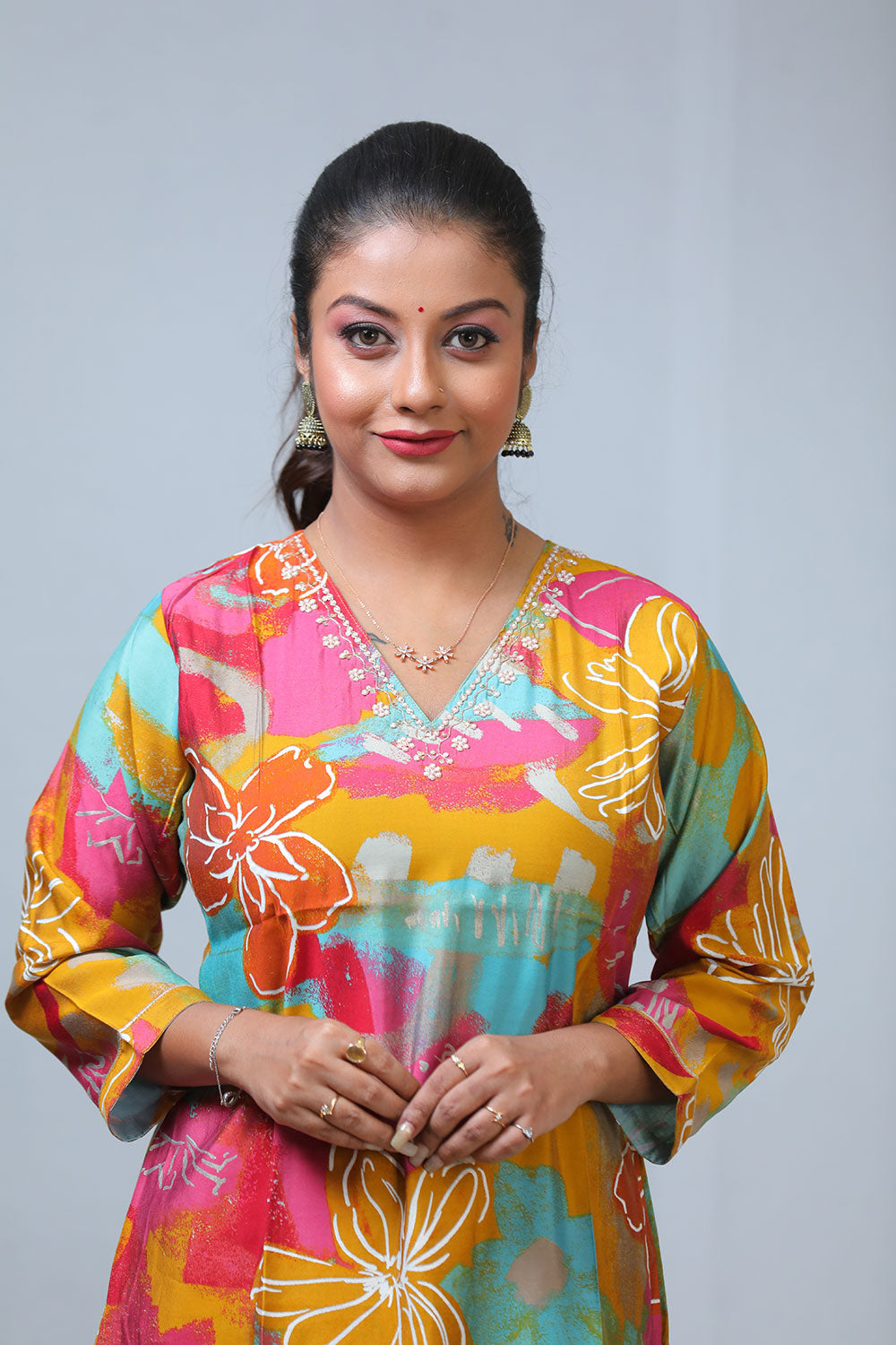 V-Neck Straight Kurta