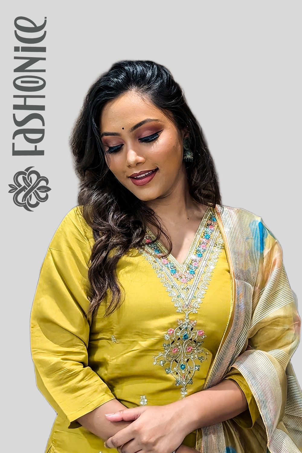Golden Yellow Silk Kurti Set