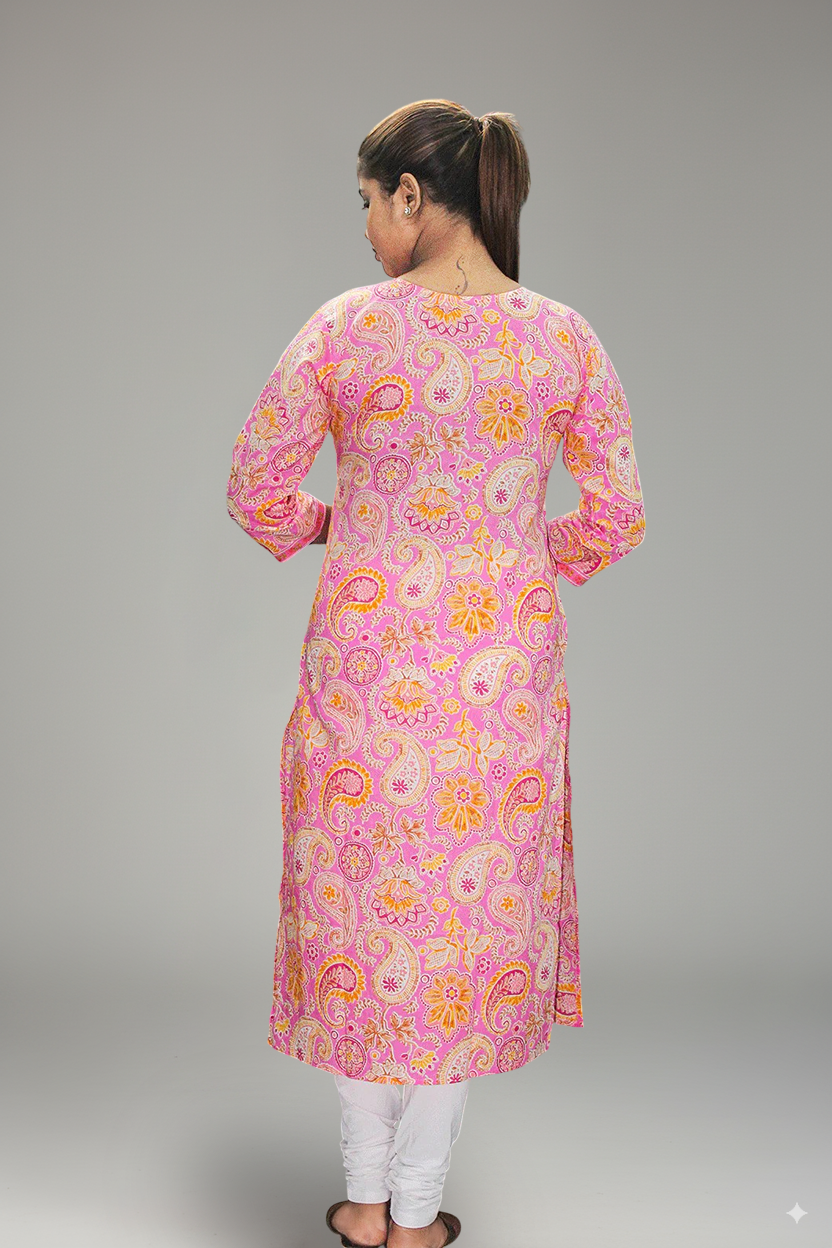 Baby Pink Cotton Kurti