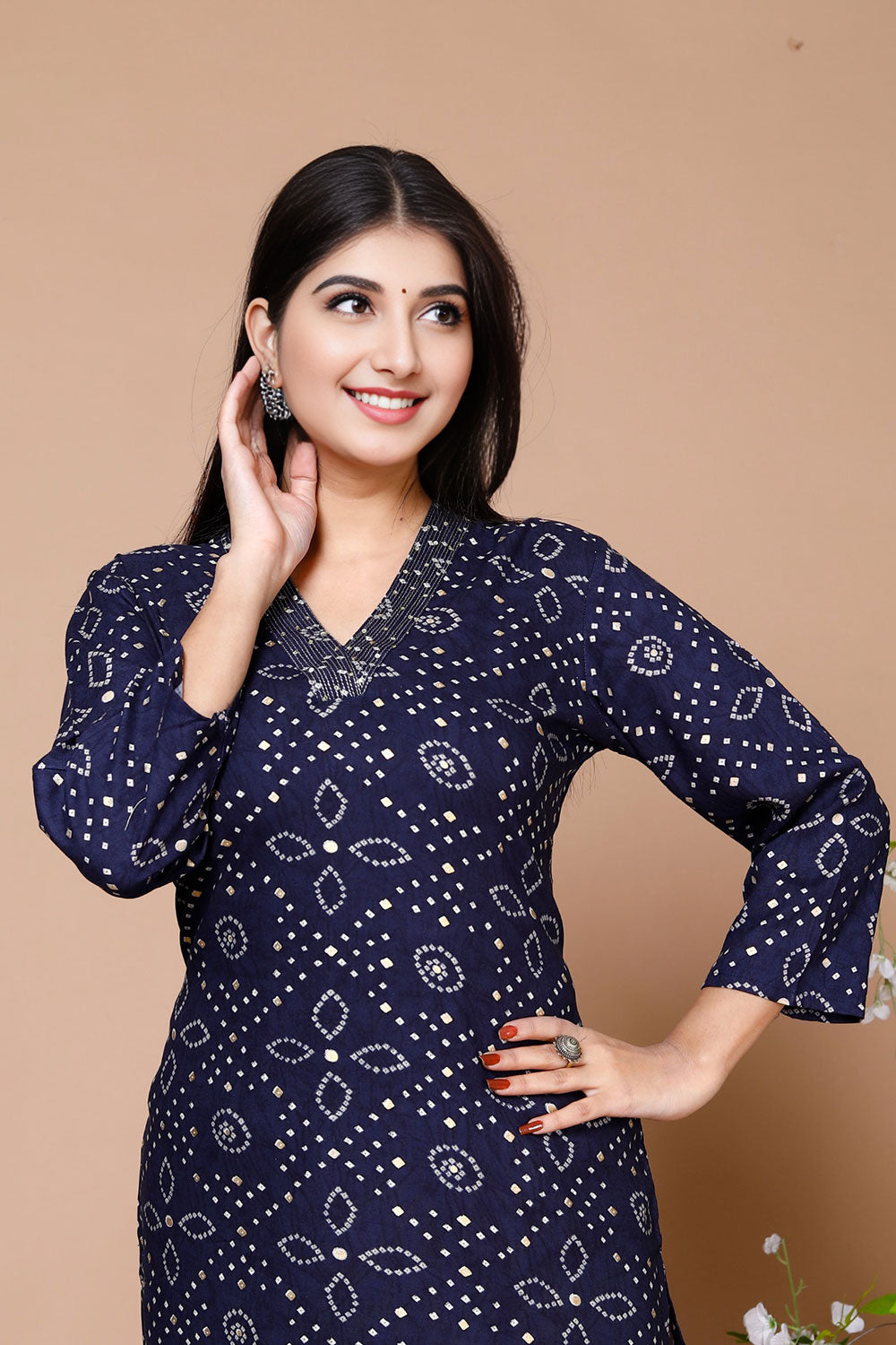 Foil Print Straight Kurta