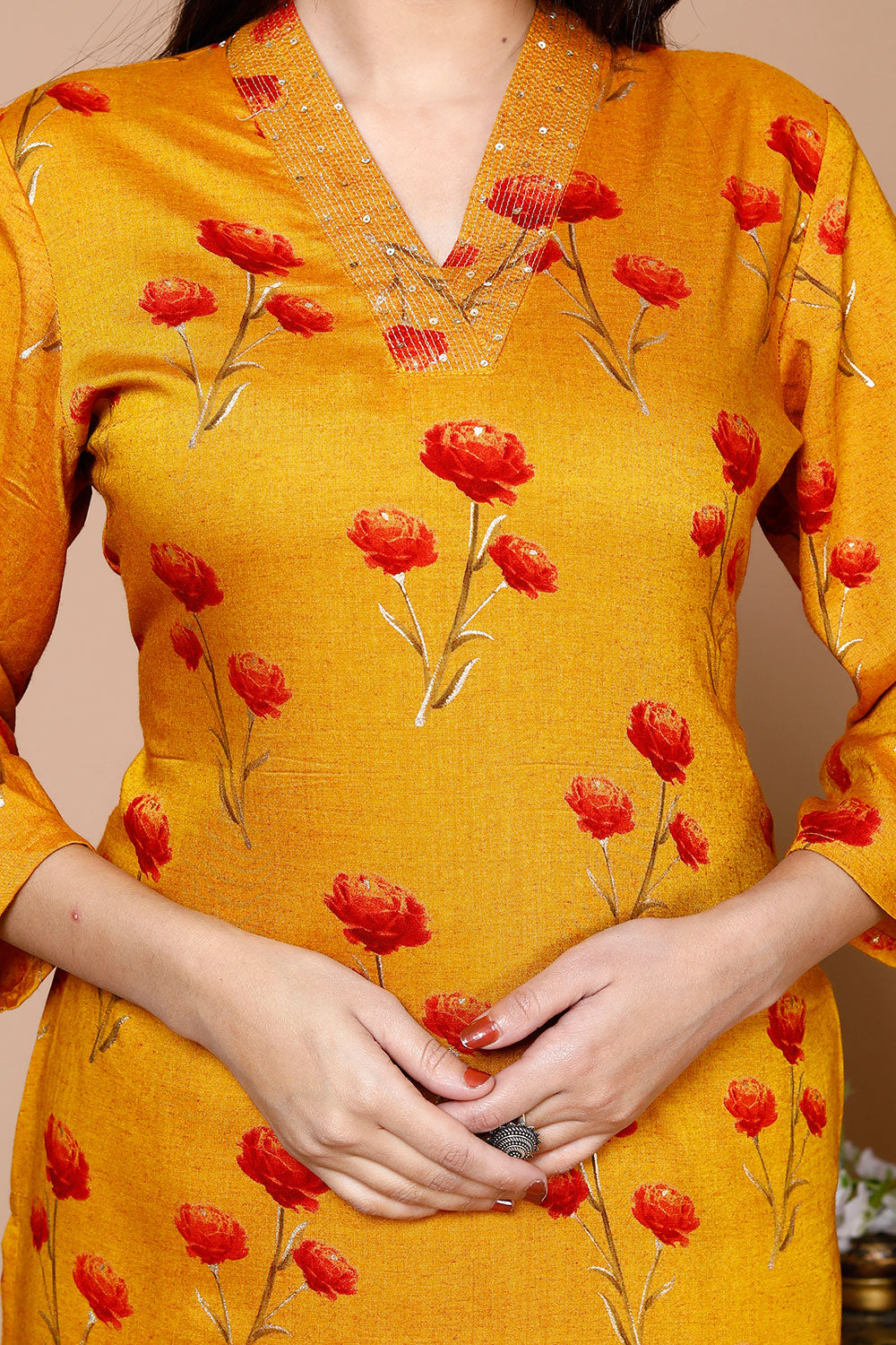 Foil Print Straight Kurta
