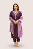 Dark Wine Dola Silk Kurti Set