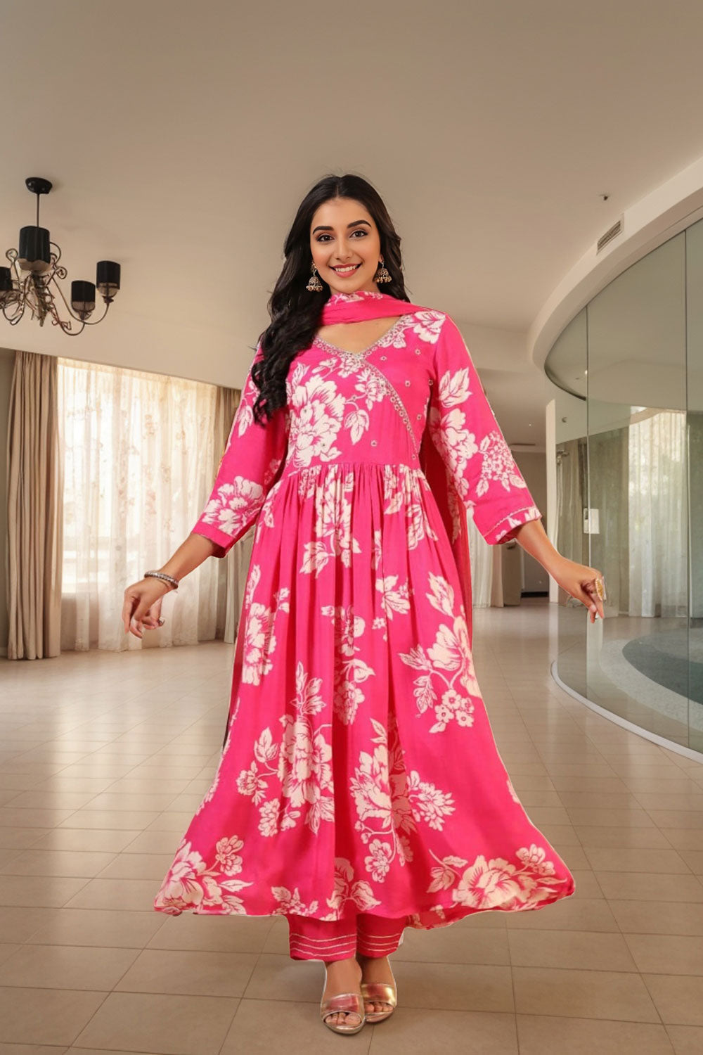 Muslin Anarkali Set