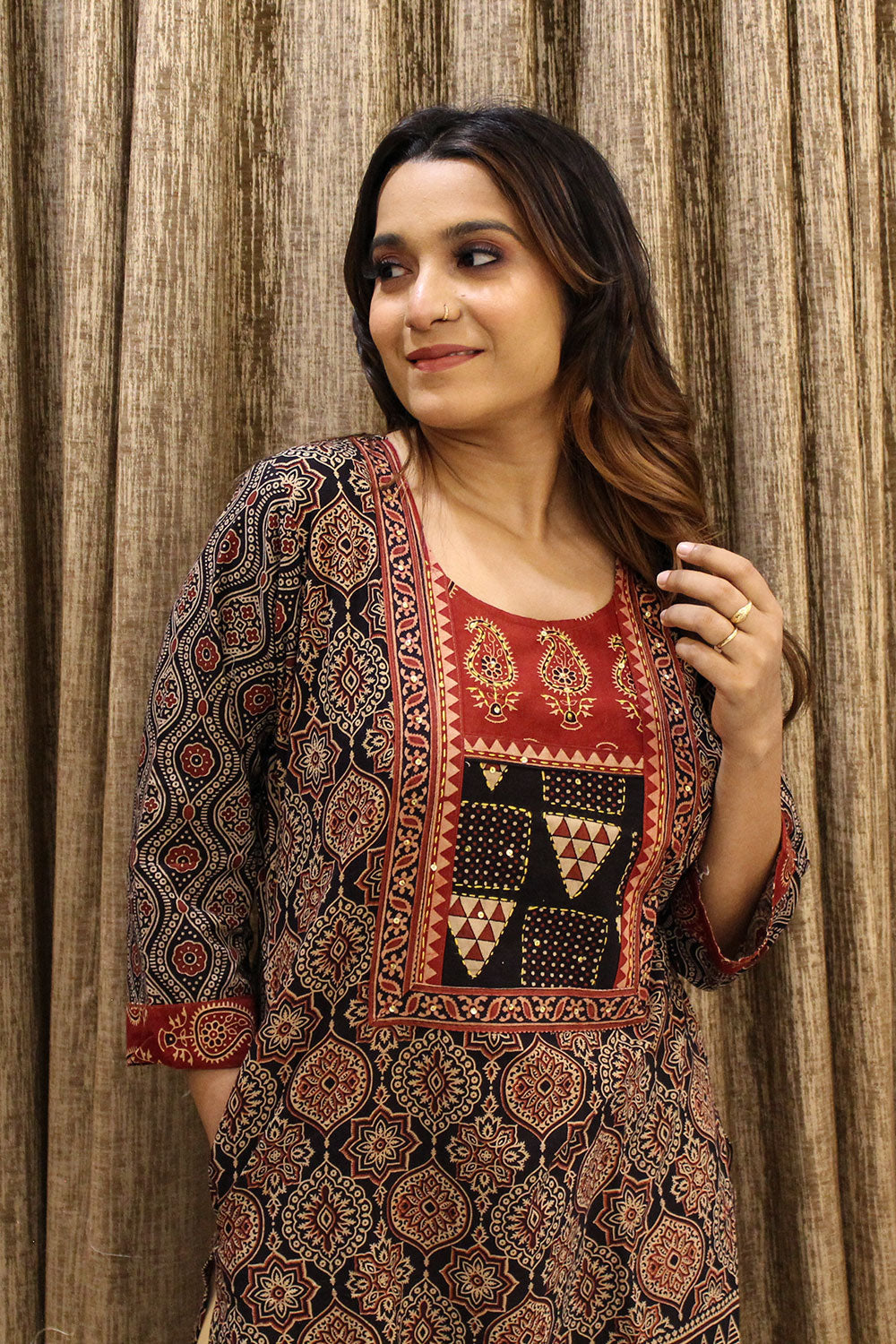 Ajrak Print Cotton Kurti