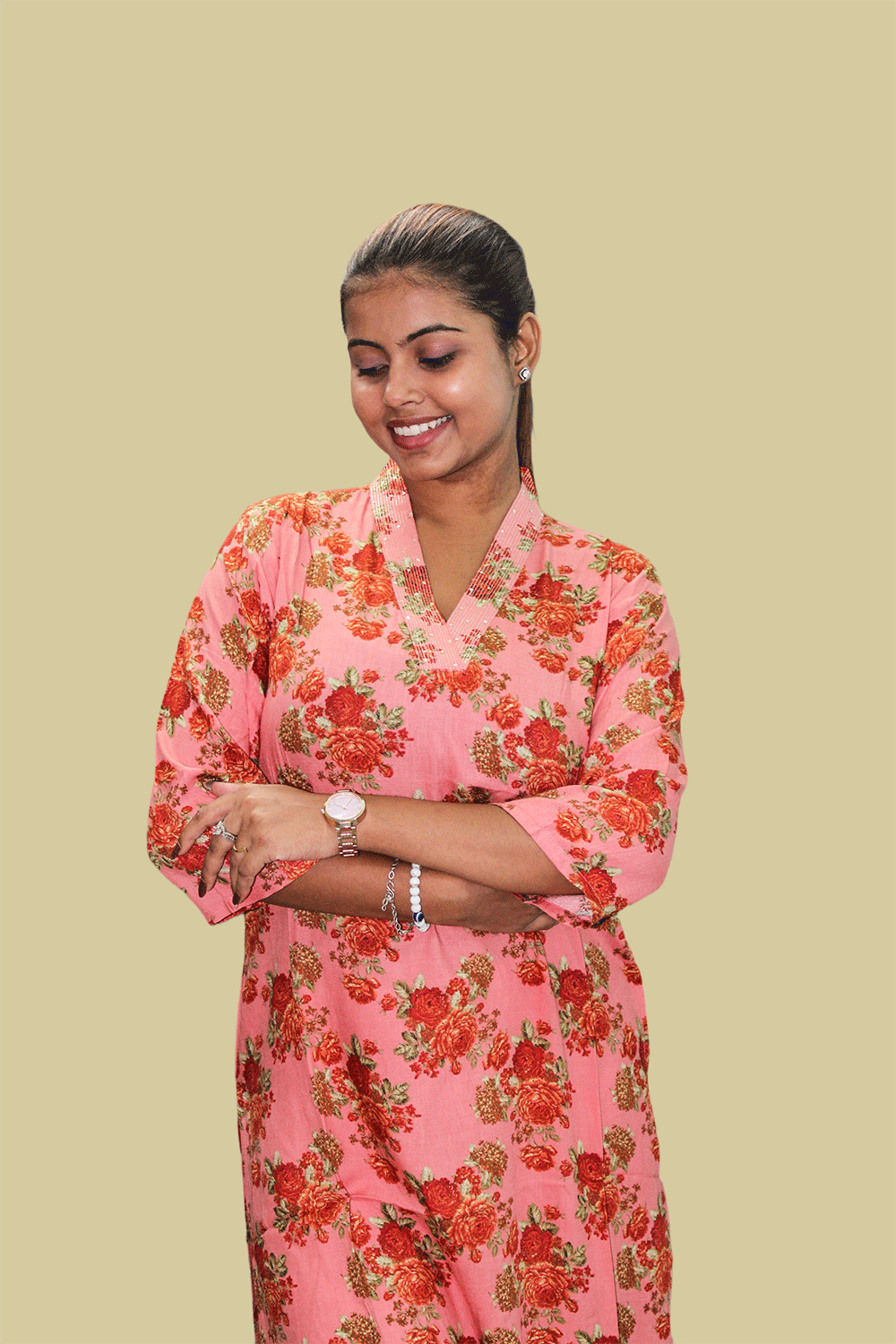 V-Neck Rayon Kurti