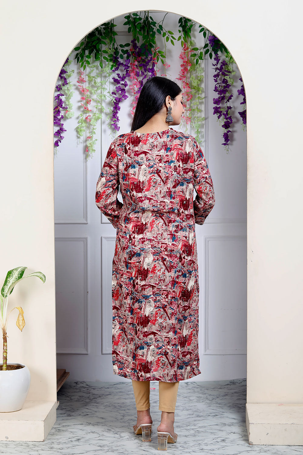 Red Color Straight Kurta