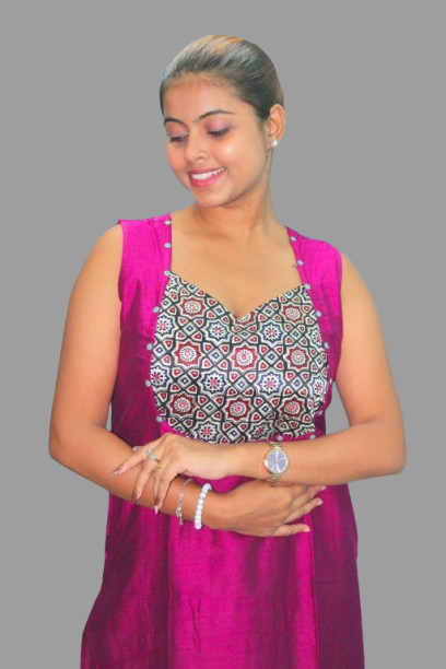 Raw Silk Modal Patch Kurti