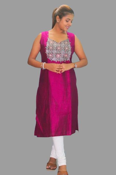Raw Silk Modal Patch Kurti