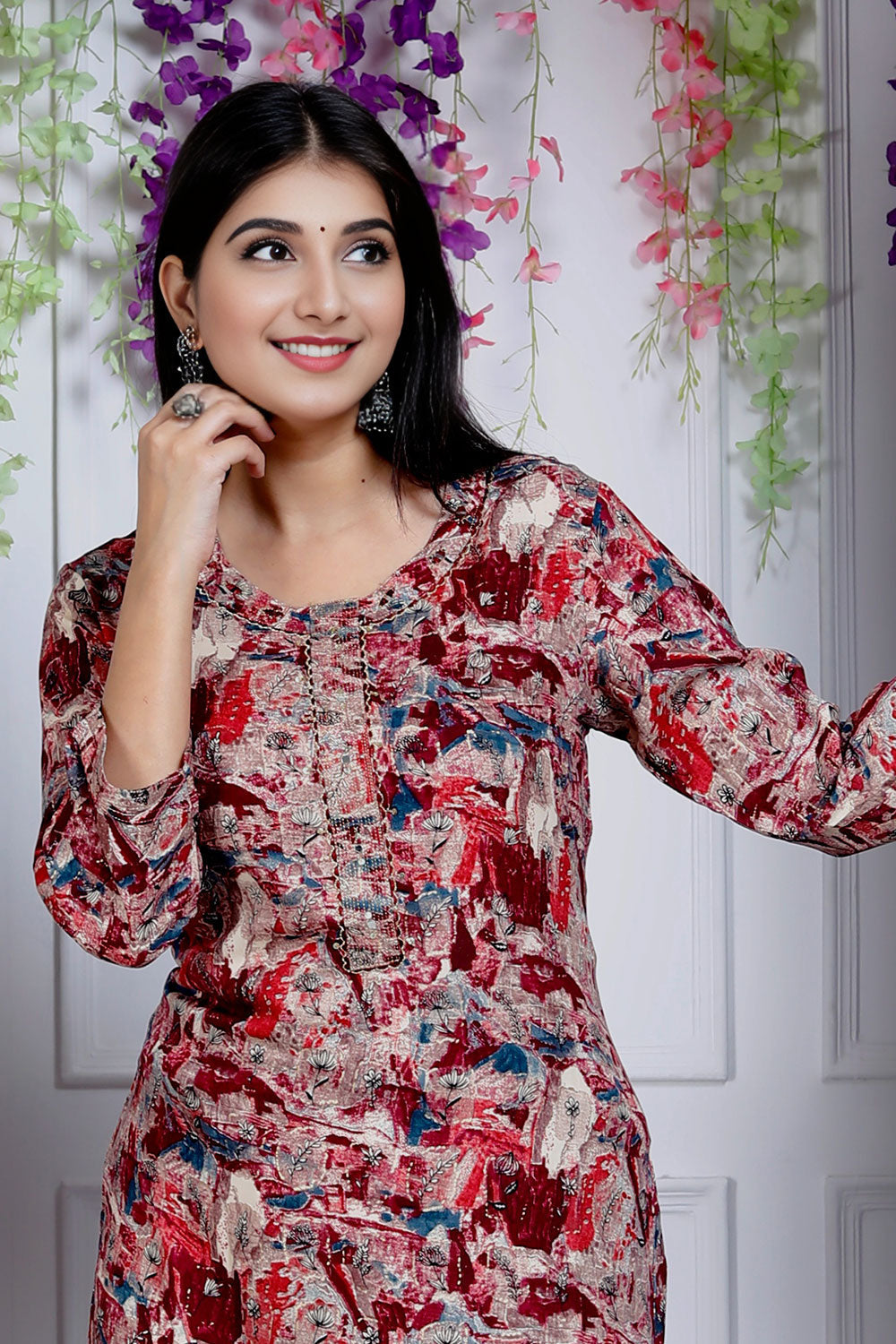 Red Color Straight Kurta